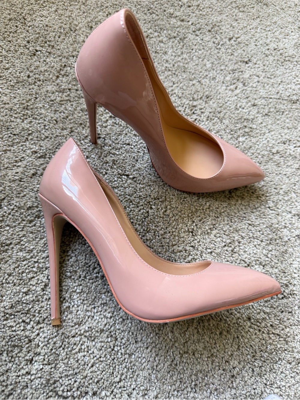 Classic Pointed Toe Patent Pumps - Blush Pink